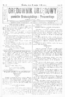 Orędownik Urzędowy Powiatów Krotoszyńskiego i Pleszewskiego 1928.05.09 R.55 Nr37
