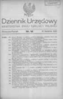 Dziennik Urzędowy Ministerstwa Byłej Dzielnicy Pruskiej 1920.04.15 R.1 Nr16