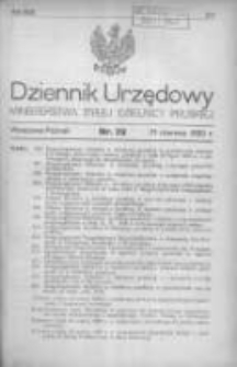 Dziennik Urzędowy Ministerstwa Byłej Dzielnicy Pruskiej 1920.06.21 R.1 Nr32