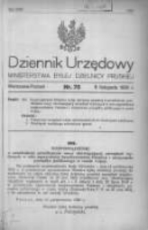 Dziennik Urzędowy Ministerstwa Byłej Dzielnicy Pruskiej 1920.11.06 R.1 Nr70