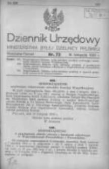 Dziennik Urzędowy Ministerstwa Byłej Dzielnicy Pruskiej 1920.11.18 R.1 Nr73
