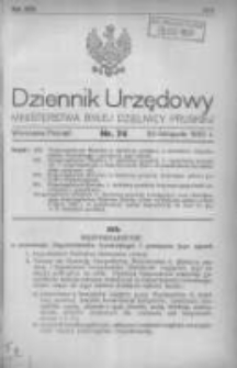 Dziennik Urzędowy Ministerstwa Byłej Dzielnicy Pruskiej 1920.11.20 R.1 Nr74