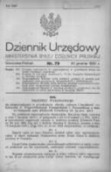 Dziennik Urzędowy Ministerstwa Byłej Dzielnicy Pruskiej 1920.12.20 R.1 Nr79
