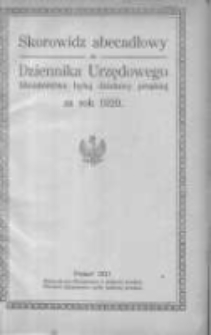 Skorowidz abecadłowy Dziennika Urzędowego Ministerstwa byłej dzielnicy pruskiej za rok 1920