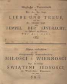 Mitgliederverzeichniss der Deputirten Alt Schottischen Loge Liebe und Treue, und der St. Johannis-Loge zum der Tempel Eintracht im Orient zu Posen für das Jahr 5821/22