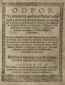 Odpor na odpowiedź kwestyj niektórych o kościele powszechnym i na książki o mszach i jałmużnach za umarłe wierne