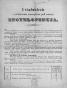 Uwiadomienie o utworżeniu czasopisma pod nazwą: Encyklopedyja