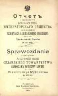 Sprawozdanie z działalności Warszawskiego Oddziału Cesarskiego Towarzystwa Rozmnażania Zwierzyny Łownej i Prawidłowego Myśliwstwa za 1900 rok