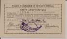 Kółko Myśliwskie w Krynicy Zdroju. Karta legitymacyjna. Chrząszcz Franciszek