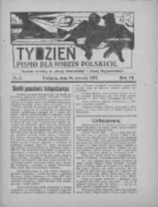 Tydzień: pismo dla rodzin polskich: dodatek niedzielny do "Gazety Szamotulskiej" i "Gazety Międzychodzkiej" 1927.01.16 R.3 Nr2