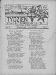 Tydzień: pismo dla rodzin polskich: dodatek niedzielny do "Gazety Szamotulskiej" 1930.06.01 R.5 Nr22