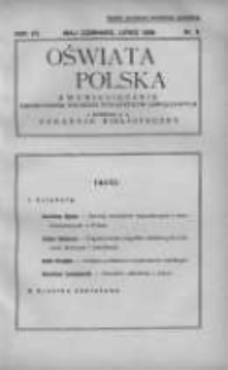 Oświata Polska: dwumiesięcznik Zjednoczenia Polskich Towarzystw Oświatowych z dodatkiem p.n.Poradnik Bibljoteczny 1938 maj/czerwiec/lipiec R.15 Nr3