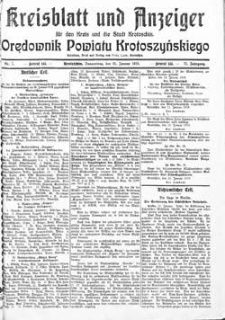 Kreisblatt und Anzeiger für den Kreis und die Stadt Krotoschin 1919.01.16 R.71 Nr7