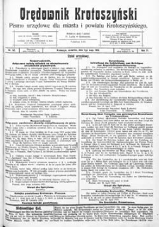 Orędownik krotoszyński: pismo urzędowe dla miasta i powiatu Krotoszyńskiego 1919.05.01 R.71 Nr52