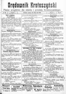 Orędownik Krotoszyński: pismo urzędowe dla miasta i powiatu krotoszyńskiego 1919.05.20 R.71 Nr60