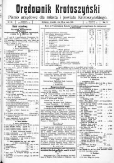 Orędownik Krotoszyński: pismo urzędowe dla miasta i powiatu krotoszyńskiego 1919.05.22 R.71 Nr61