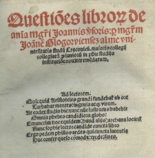 Questio[n]es librorum de ani[m]a [...] Joannis V[er]soris [...]