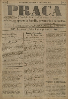 Praca: tygodnik dla wszystkich stanów, poświęcony sprawom handlu, przemysłu i rolnictwa. 1897.07.18 R.2 nr88