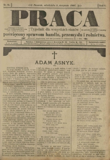 Praca: tygodnik dla wszystkich stanów, poświęcony sprawom handlu, przemysłu i rolnictwa. 1897.08.08 R.2 nr91