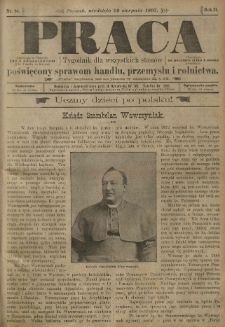 Praca: tygodnik dla wszystkich stanów, poświęcony sprawom handlu, przemysłu i rolnictwa. 1897.08.29 R.2 nr94