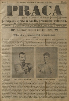 Praca: tygodnik dla wszystkich stanów, poświęcony sprawom handlu, przemysłu i rolnictwa. 1897.09.19 R.2 nr97