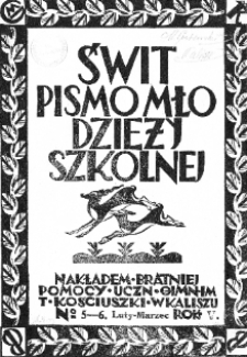 Świt: pismo młodzieży szkolnej 1928/1929 R.5 Nr5-6