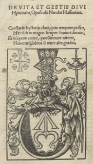 De vita et gestis Divi Hyacinthi Opusculu[m] Nicolai Hussoviani
