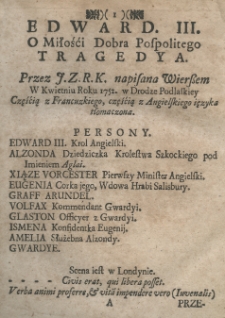 O miłośći dobra pospolitego Tragedya [...]