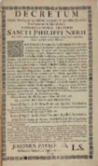 Decretum Altaris Privilegiati quotidiani perpetui in omnibus Ecclesiis Presbyterorum Saecularium Congregationis Oratorii Sancti Philippi Nerii
