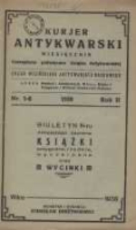 Kurier Antykwarski: czasopismo poświęcone książce antykwarskiej: organ Wileńskiego Antykwariatu Naukowego 1938 czerwiec R.2 nr1/6