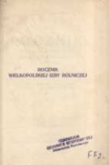 Rocznik Wielkopolskiej Izby Rolniczej w Poznaniu na rok 1923