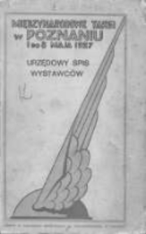 Międzynarodowe Targi w Poznaniu: 1-8 maja 1927: urzędowy spis wystawc&oacute;w