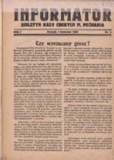 Informator: Biuletyn Kasy Chorych M. Poznania 1929.04.01 R.1 Nr2