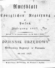 Amtsblatt der K&ouml;niglichen Regierung zu Posen 1827.01.02 Nr1