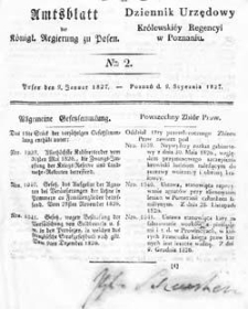 Amtsblatt der K&ouml;niglichen Regierung zu Posen 1827.01.09 Nr2