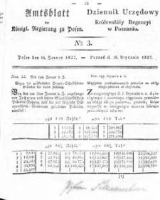 Amtsblatt der K&ouml;niglichen Regierung zu Posen 1827.01.16 Nr3