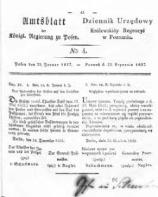 Amtsblatt der K&ouml;niglichen Regierung zu Posen 1827.01.23 Nr4