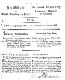 Amtsblatt der K&ouml;niglichen Regierung zu Posen 1827.02.06 Nr6