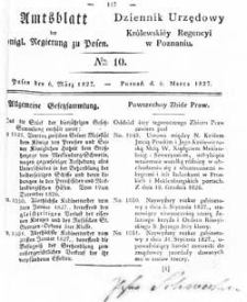 Amtsblatt der K&ouml;niglichen Regierung zu Posen 1827.03.06 Nr10
