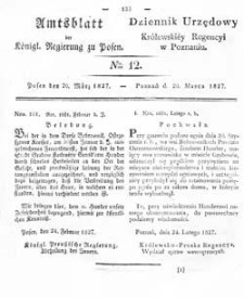 Amtsblatt der K&ouml;niglichen Regierung zu Posen 1827.03.20 Nr12