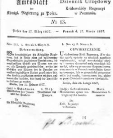 Amtsblatt der K&ouml;niglichen Regierung zu Posen 1827.03.27 Nr13