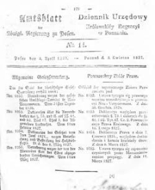 Amtsblatt der K&ouml;niglichen Regierung zu Posen 1827.04.03 Nr14