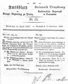 Amtsblatt der K&ouml;niglichen Regierung zu Posen 1827.04.10 Nr15