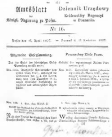 Amtsblatt der K&ouml;niglichen Regierung zu Posen 1827.04.17 Nr16