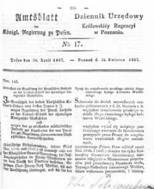 Amtsblatt der K&ouml;niglichen Regierung zu Posen 1827.04.24 Nr17