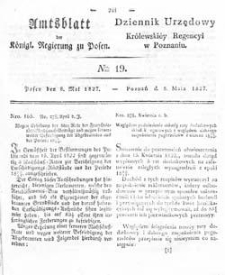 Amtsblatt der K&ouml;niglichen Regierung zu Posen 1827.05.08 Nr19