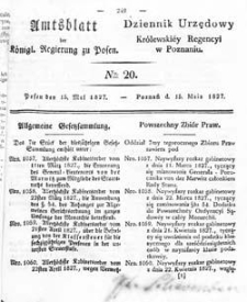 Amtsblatt der K&ouml;niglichen Regierung zu Posen 1827.05.15 Nr20