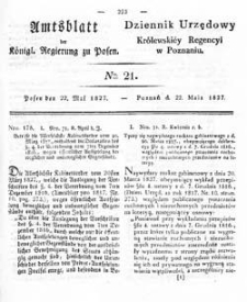 Amtsblatt der K&ouml;niglichen Regierung zu Posen 1827.05.22 Nr21
