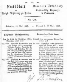 Amtsblatt der K&ouml;niglichen Regierung zu Posen 1827.05.29 Nr22