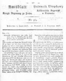Amtsblatt der K&ouml;niglichen Regierung zu Posen 1827.06.05 Nr23